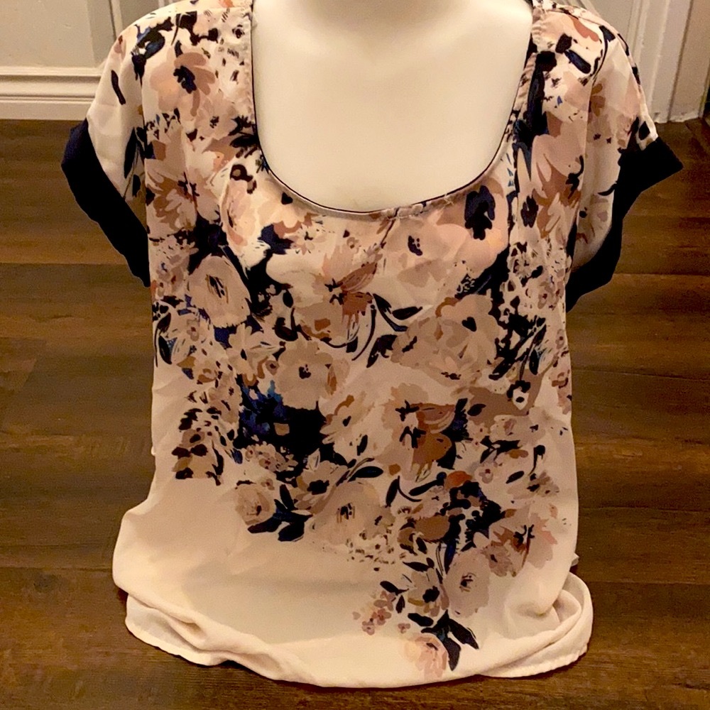 PAPAYA FLORAL Blouse Top cuff sleeves M
